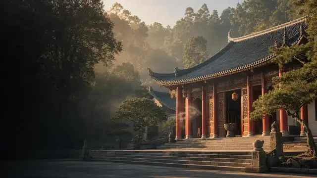 晨光中的山林道院